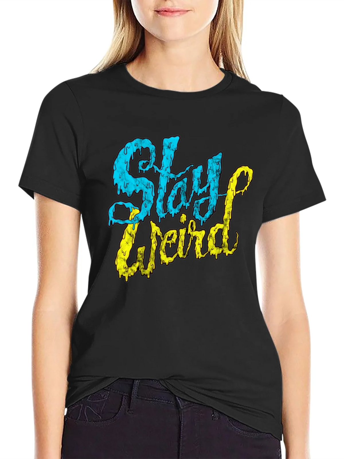 Stay Weird Graphic T-Shirt - Black Tee product image 5