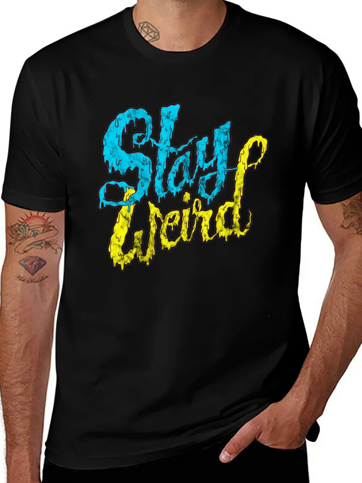 Stay Weird Graphic T-Shirt - Black Tee product image 1