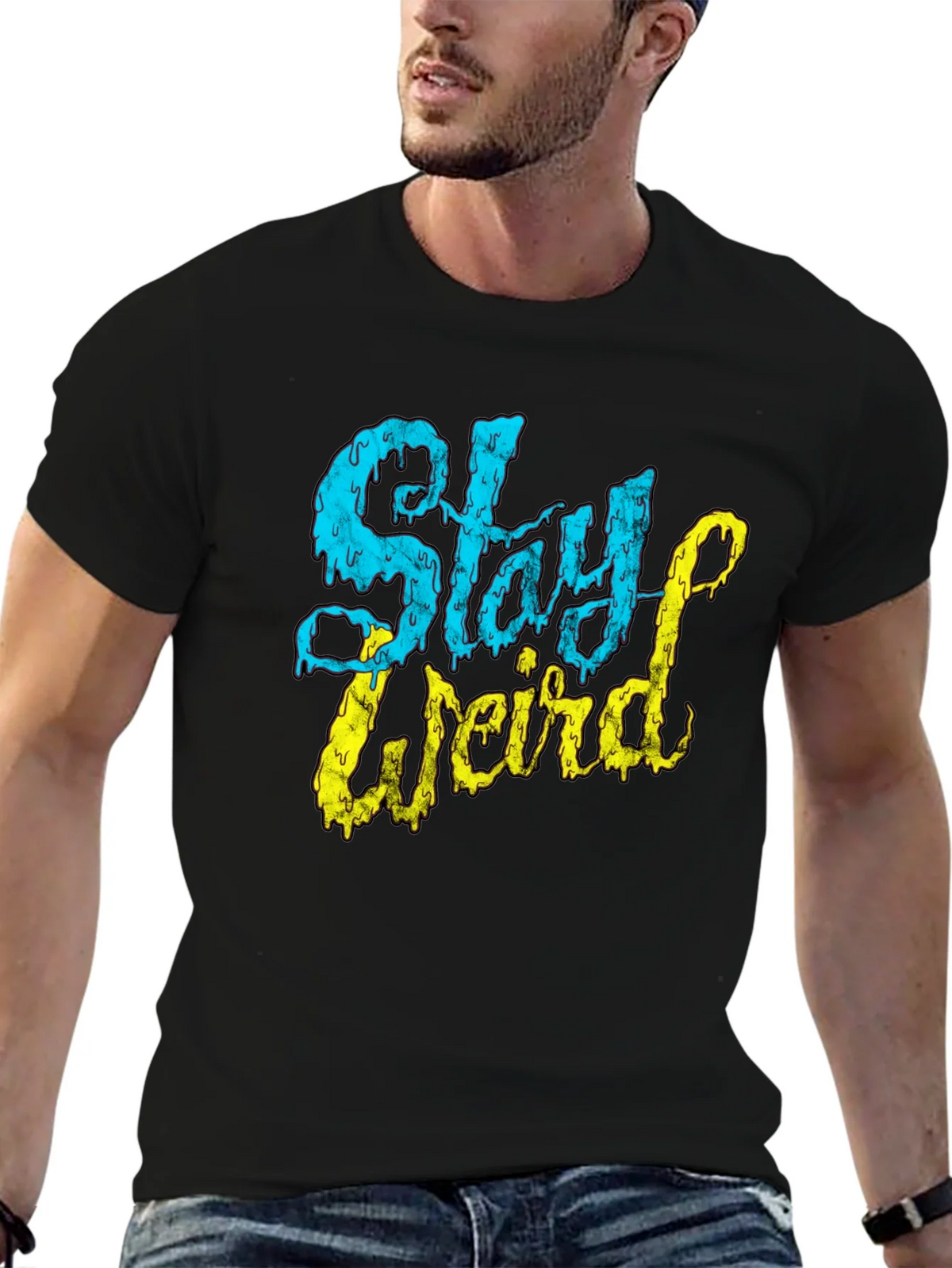 Stay Weird Graphic T-Shirt - Black Tee product image 9