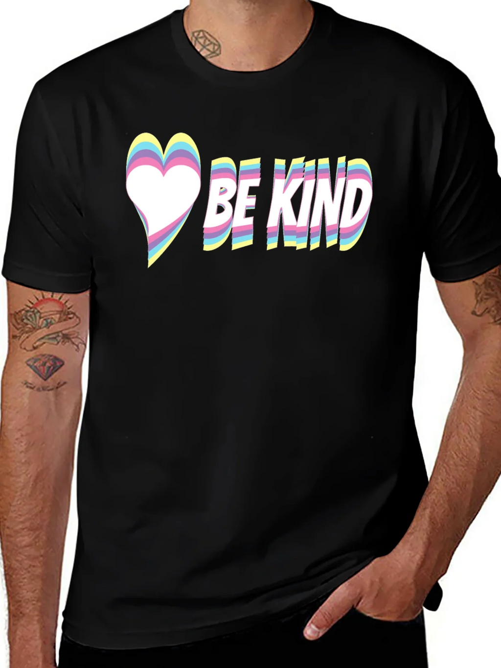 Be Kind Heart Graphic Tee - Black Casual T-Shirt product image 1