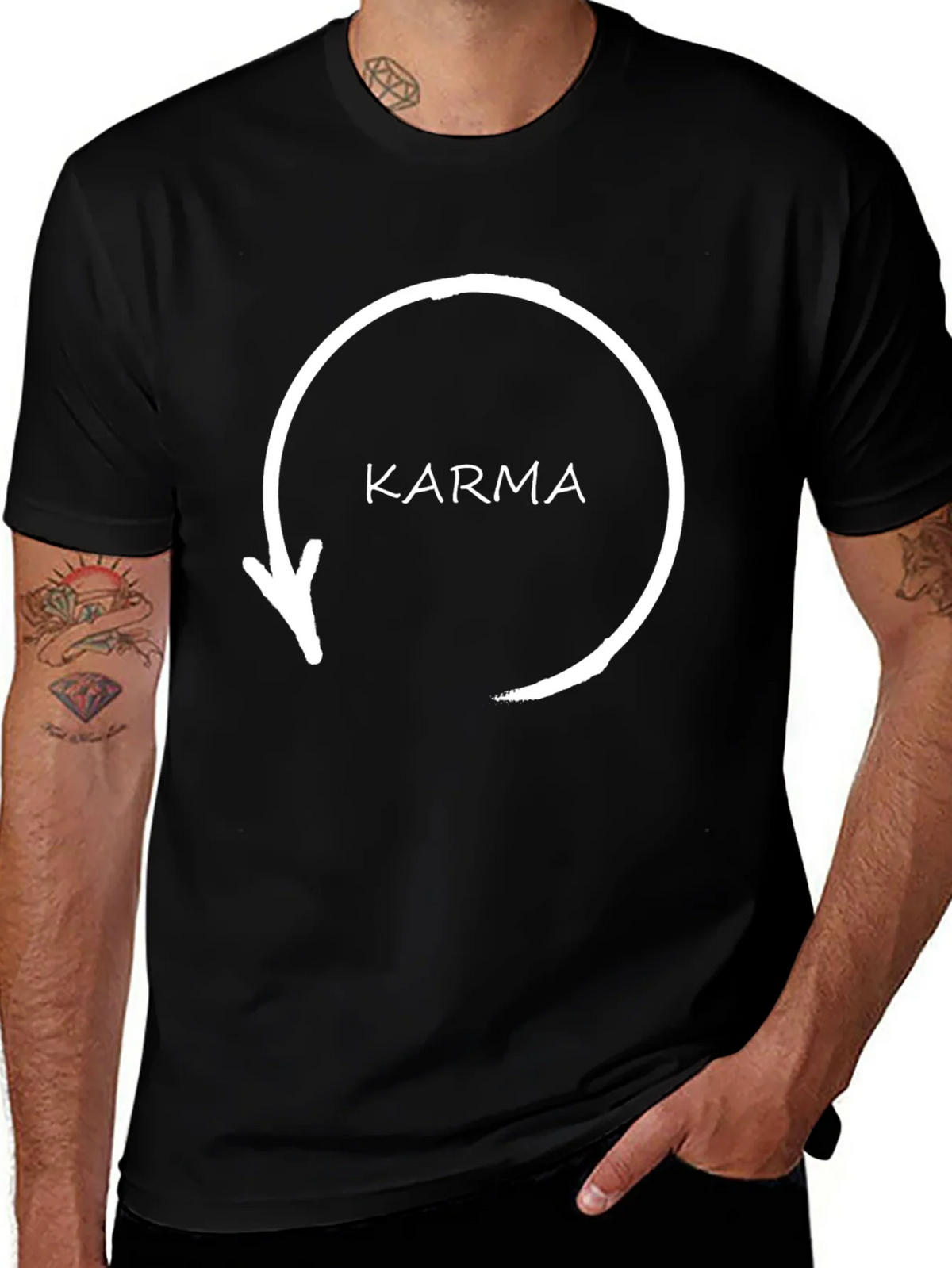 Karma Arrow Circle T-Shirt - Black Graphic Tee product image 1