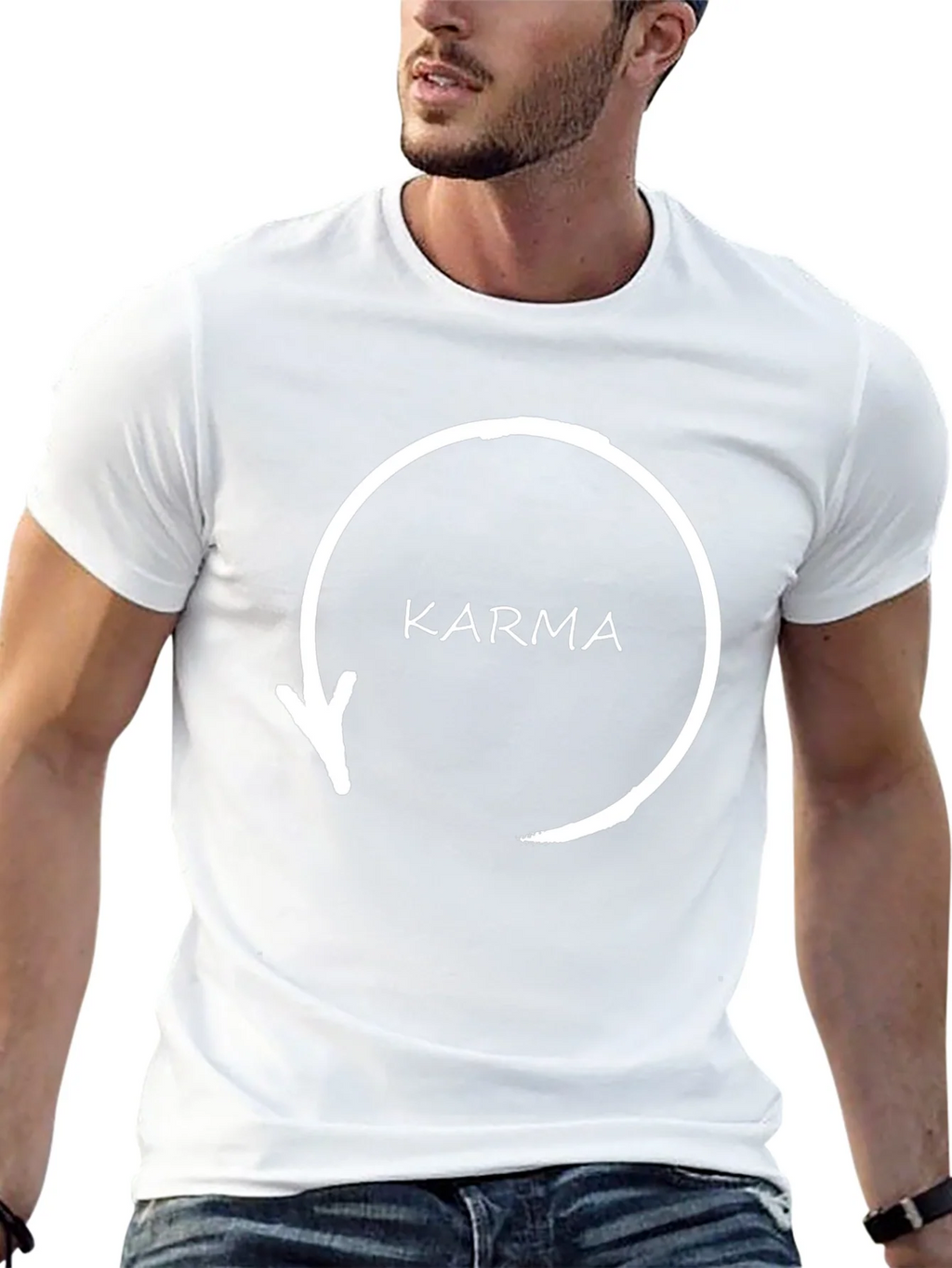 Karma Arrow Circle T-Shirt - Black Graphic Tee product image 4
