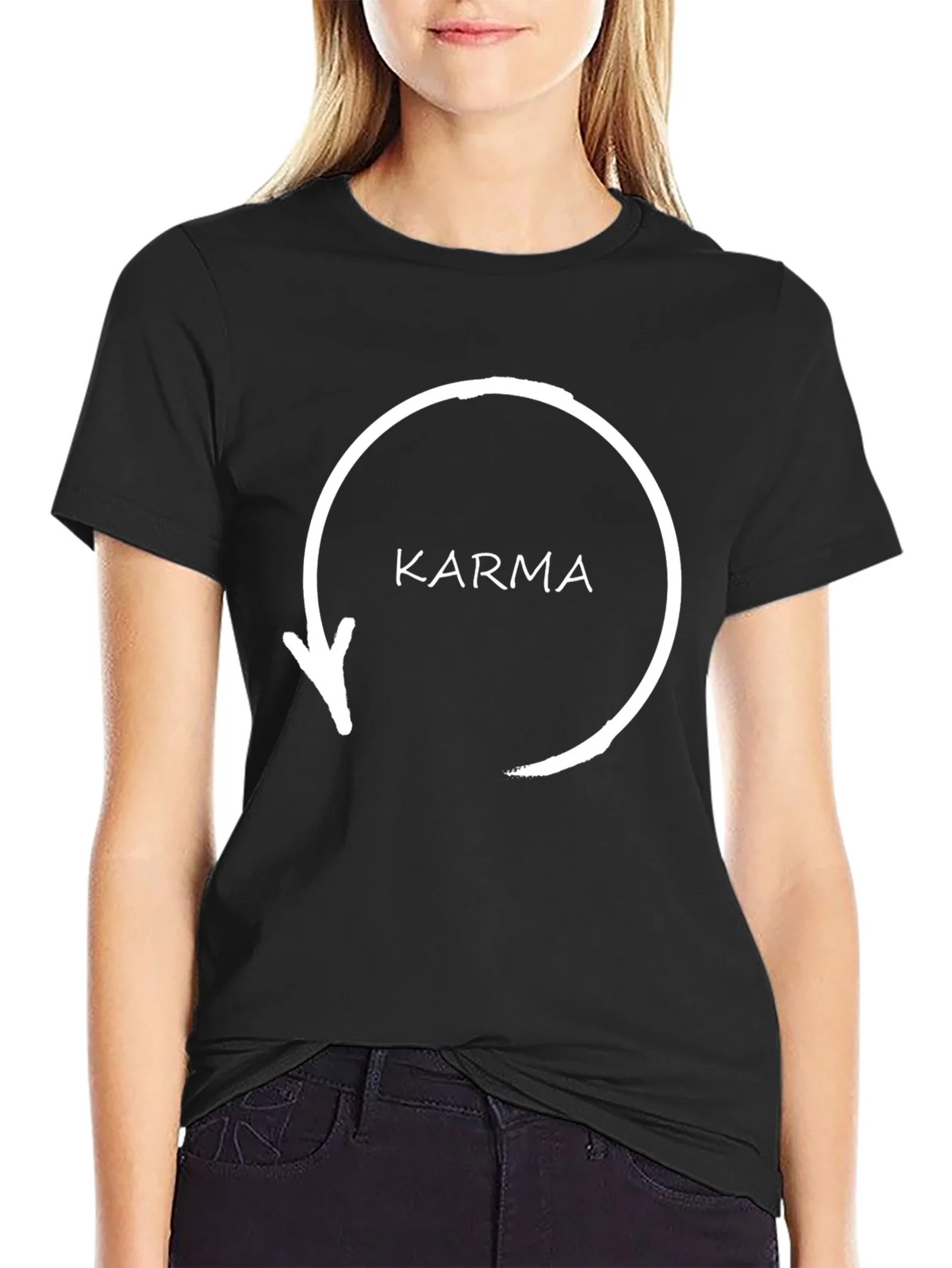 Karma Arrow Circle T-Shirt - Black Graphic Tee product image 5