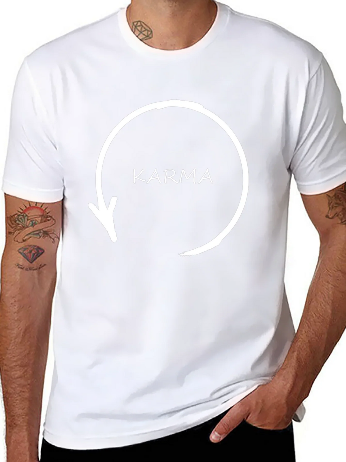 Karma Arrow Circle T-Shirt - Black Graphic Tee product image 10