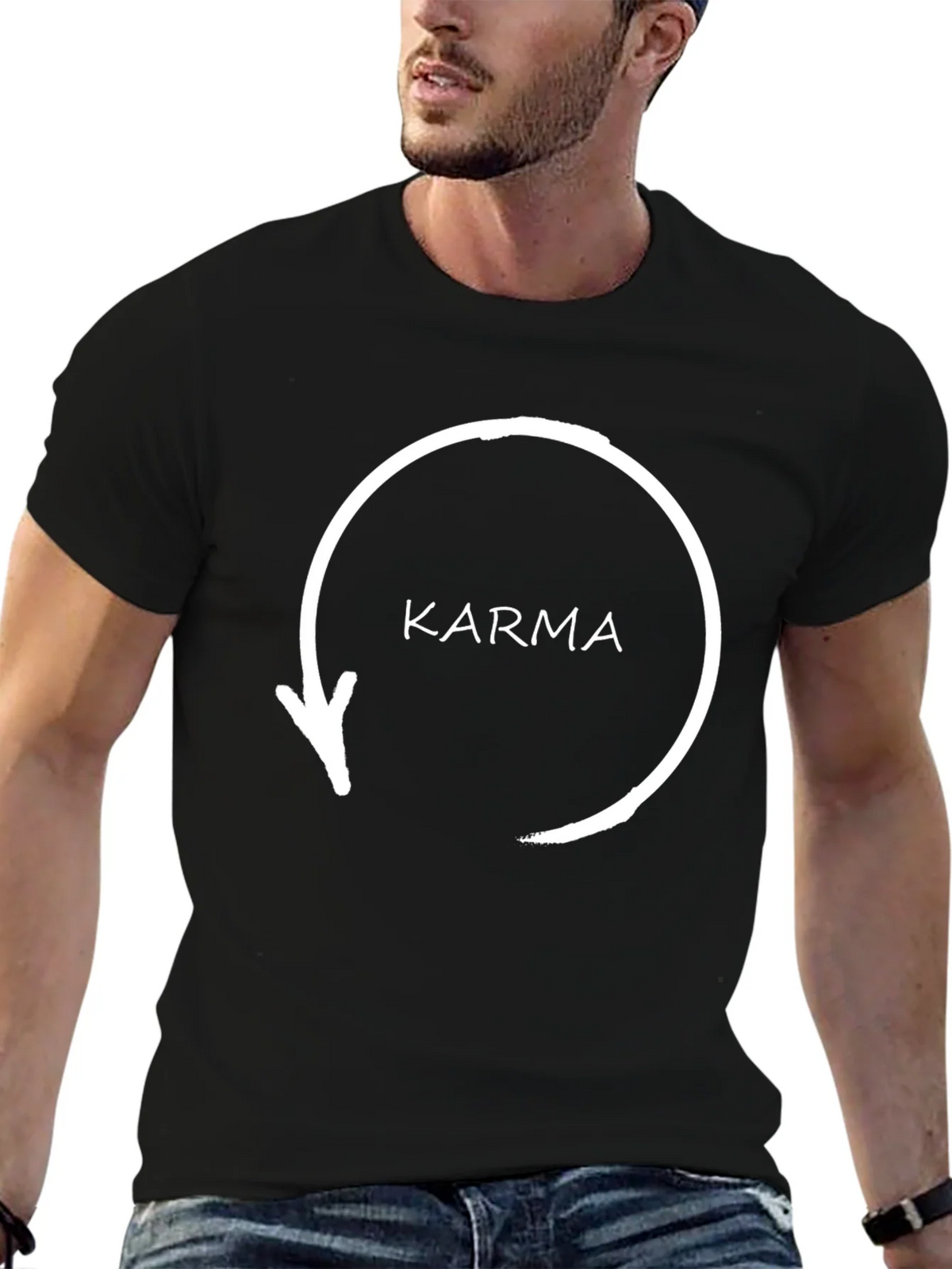 Karma Arrow Circle T-Shirt - Black Graphic Tee product image 9