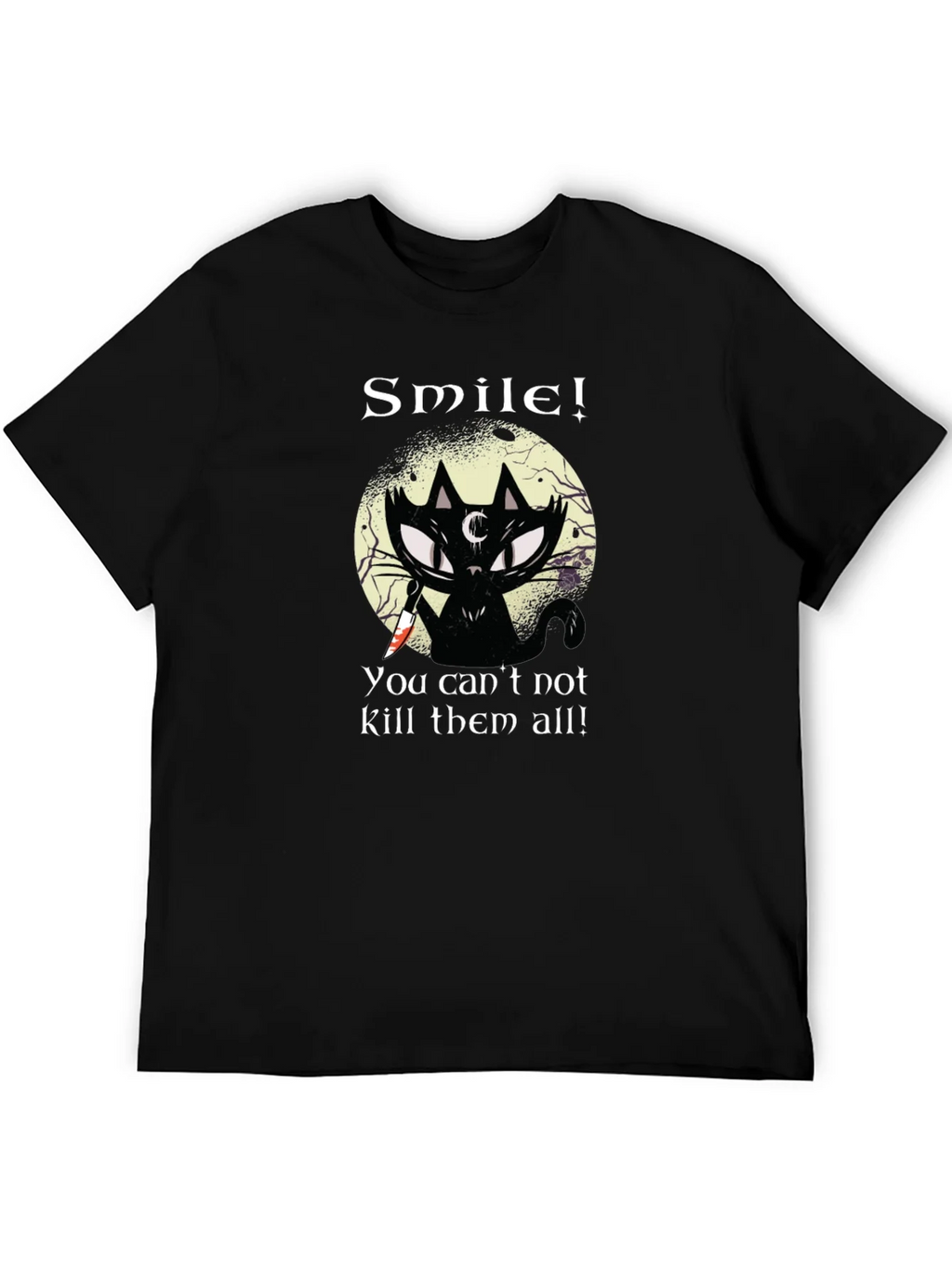 Smile! Black Cat Graphic T-Shirt - Unique Gothic Design product image 8