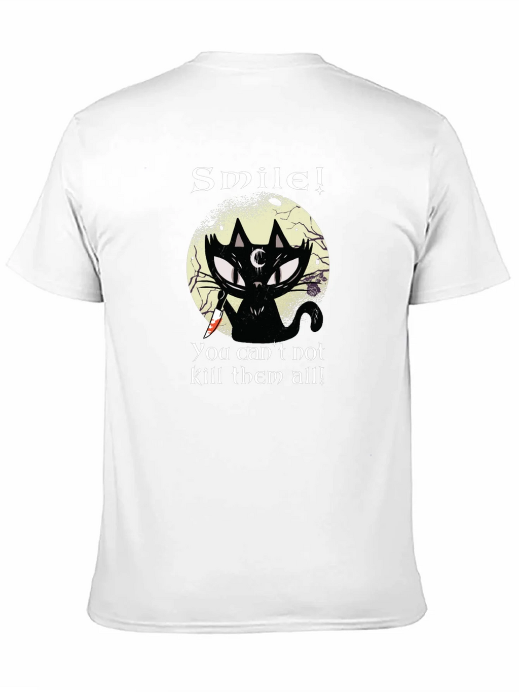 Smile! Black Cat Graphic T-Shirt - Unique Gothic Design product image 2