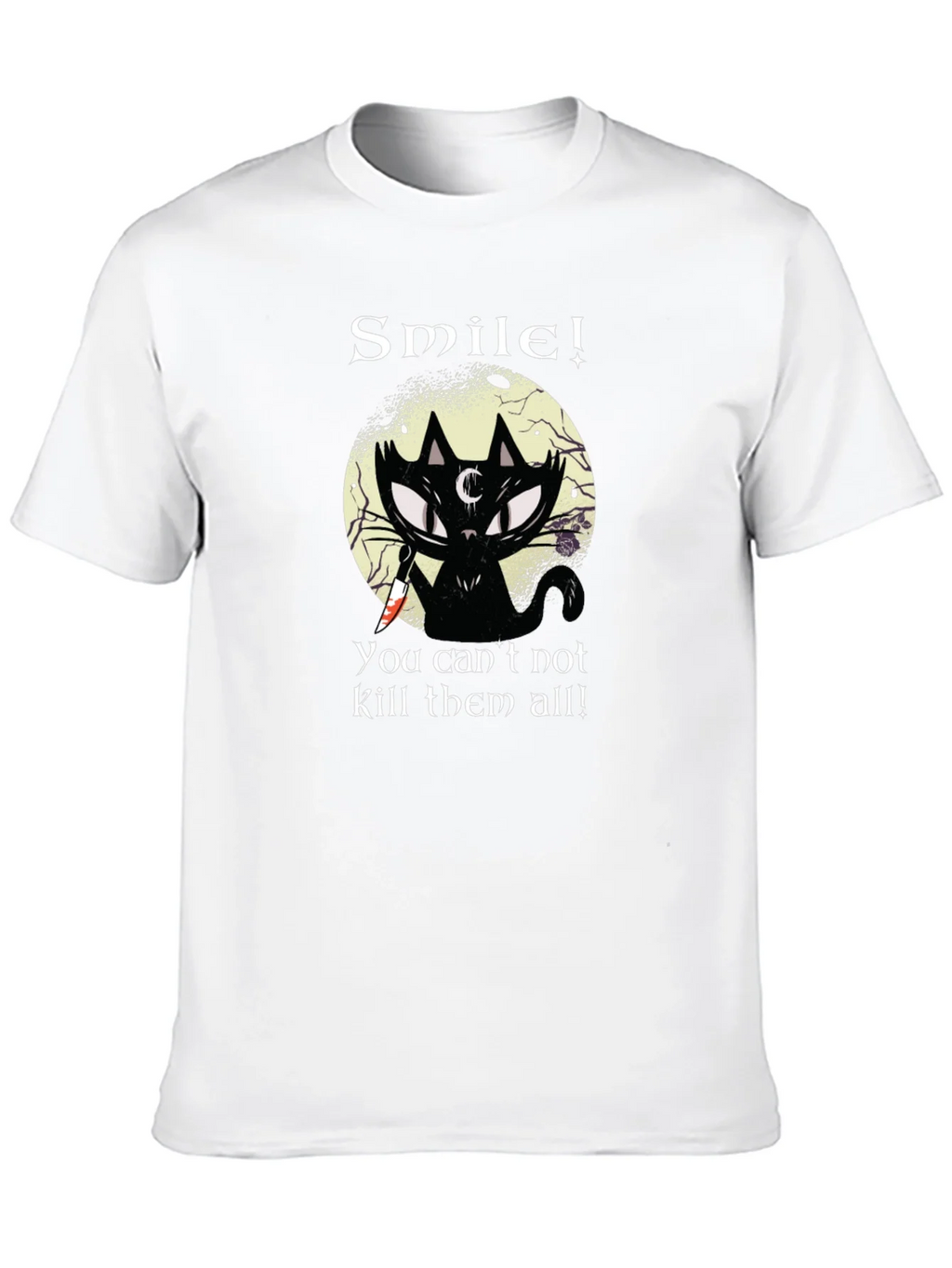 Smile! Black Cat Graphic T-Shirt - Unique Gothic Design product image 12