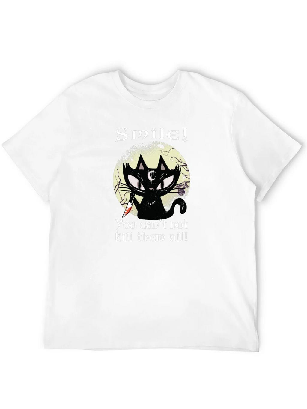 Smile! Black Cat Graphic T-Shirt - Unique Gothic Design product image 3