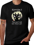 Smile! Black Cat Graphic T-Shirt - Unique Gothic Design product image 1