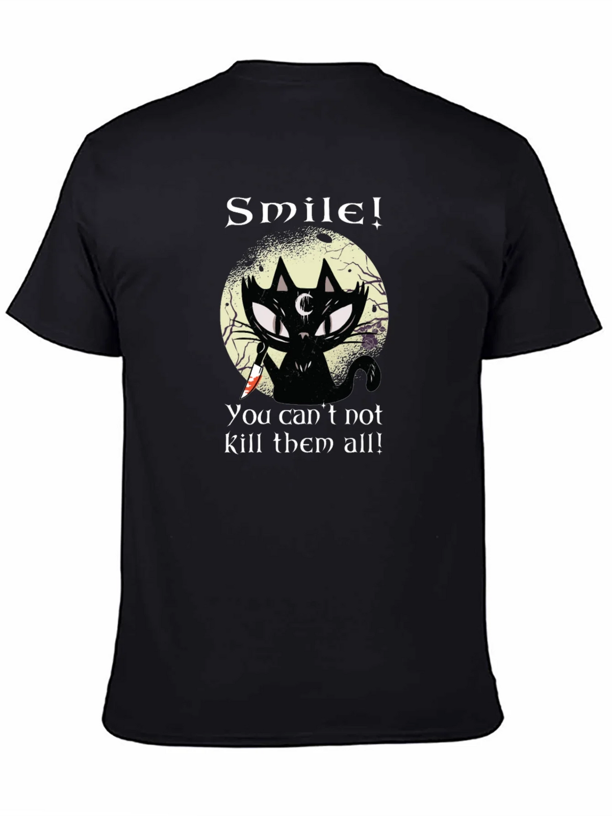 Smile! Black Cat Graphic T-Shirt - Unique Gothic Design product image 7