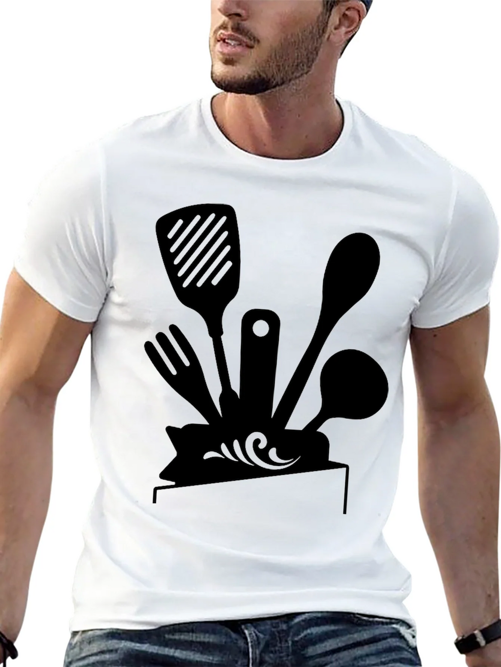 Chefs Kitchen Tool Tee - Black Graphic T-Shirt product image 4