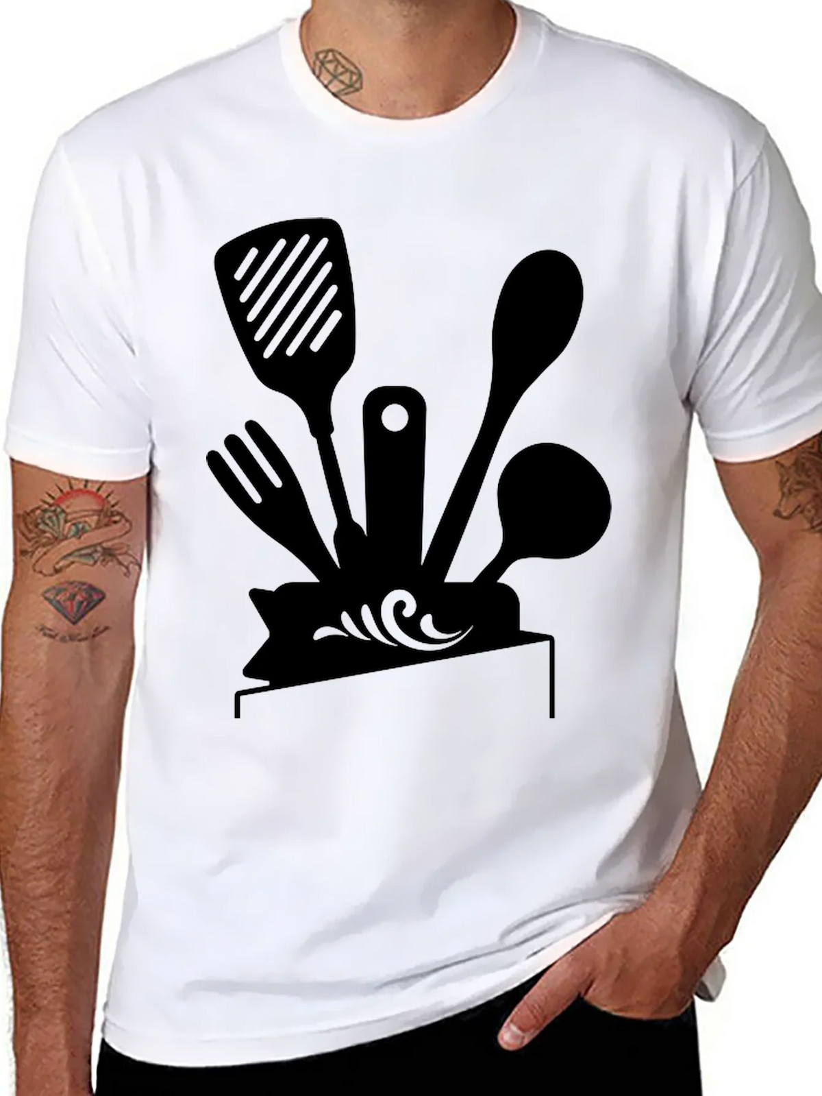 Chefs Kitchen Tool Tee - Black Graphic T-Shirt product image 10