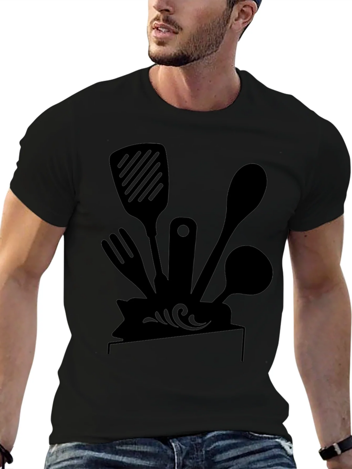 Chefs Kitchen Tool Tee - Black Graphic T-Shirt product image 9