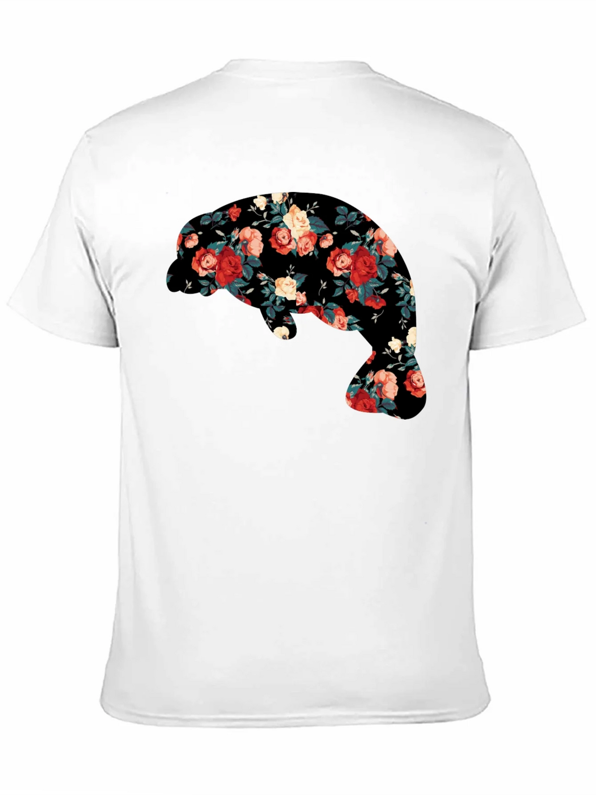Floral Manatee Black T-Shirt - Unique Graphic Tee product image 2