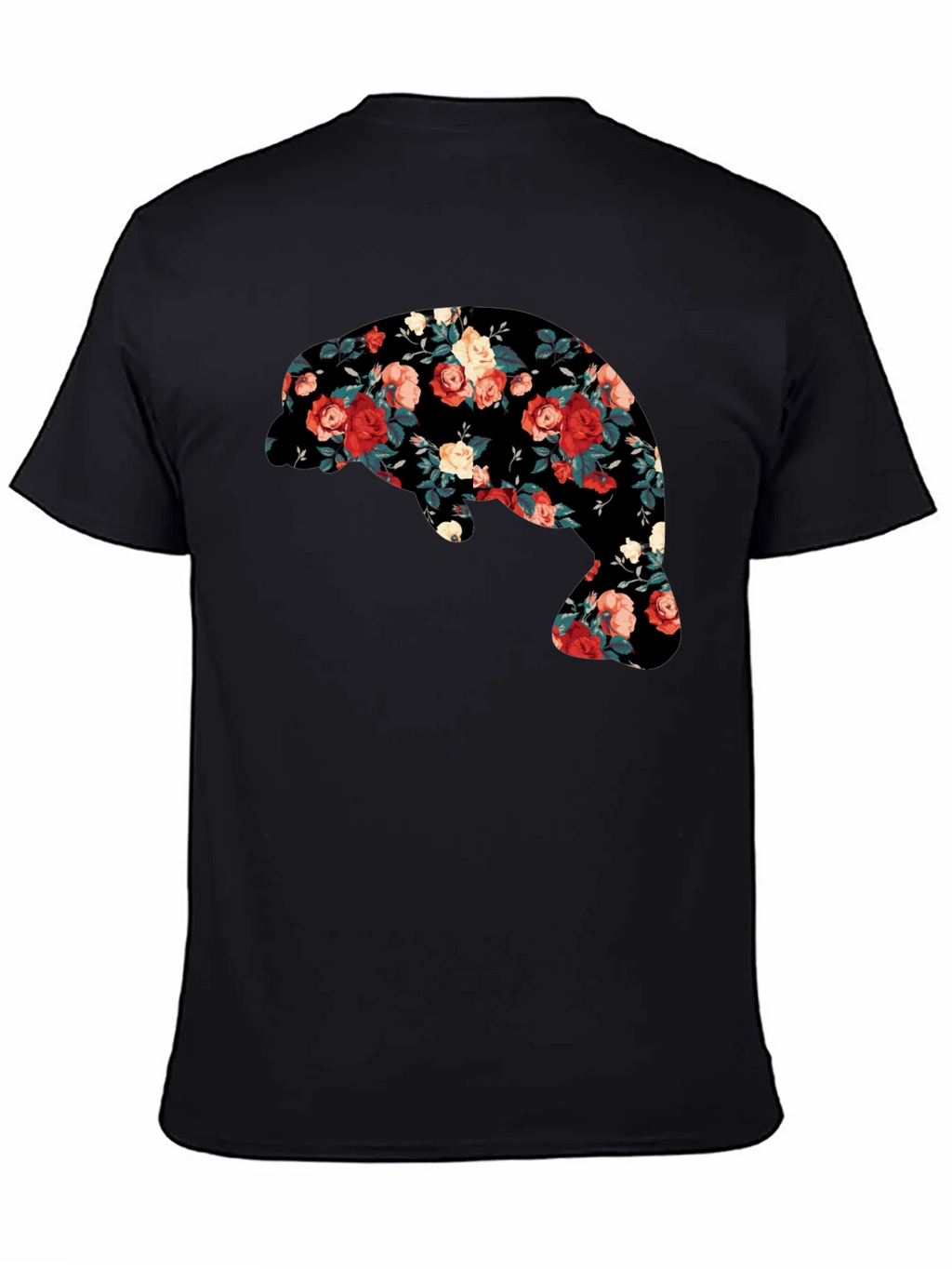 Floral Manatee Black T-Shirt - Unique Graphic Tee product image 6