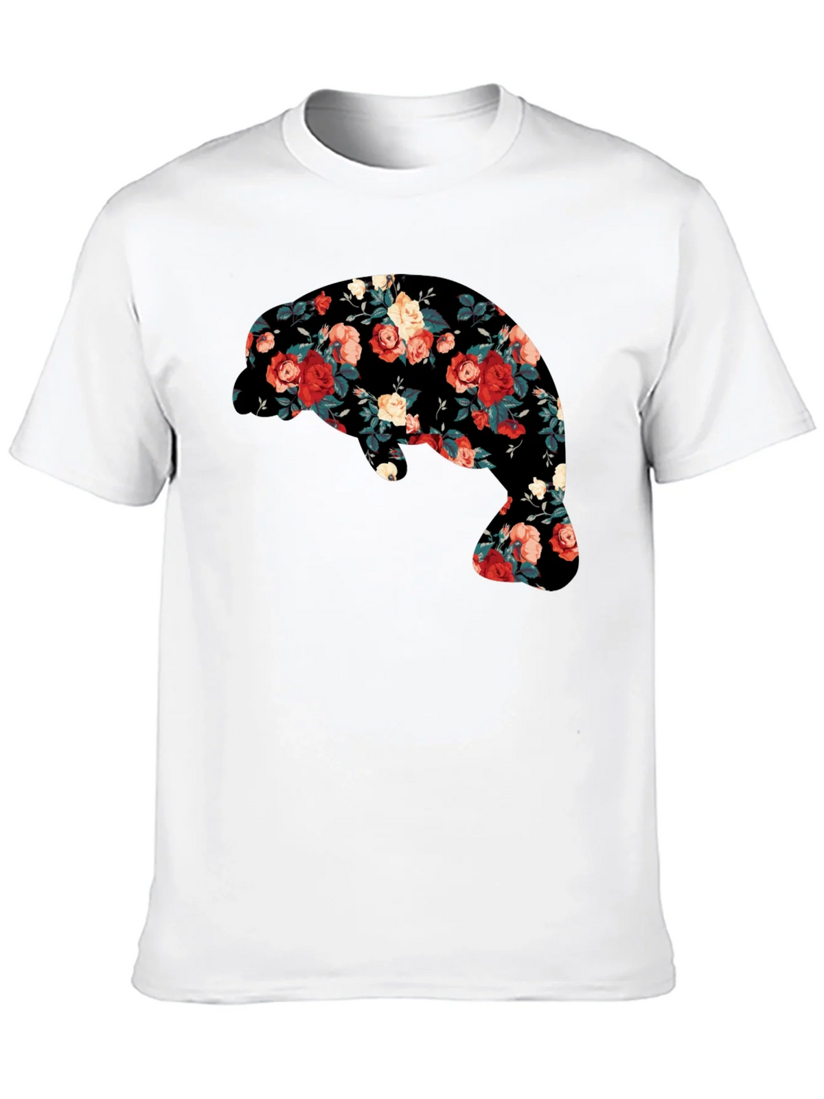Floral Manatee Black T-Shirt - Unique Graphic Tee product image 10