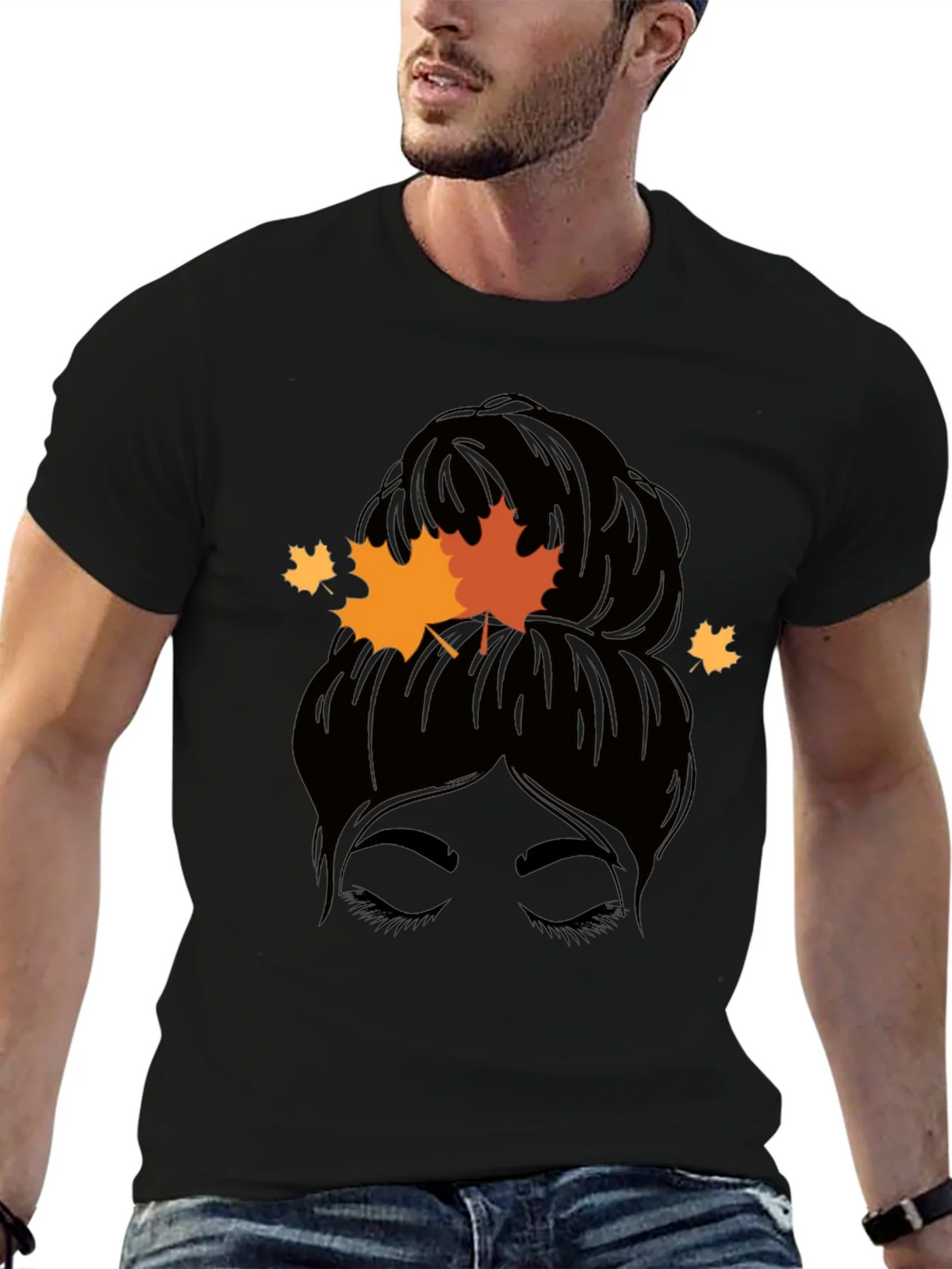 Autumn Messy Bun T-Shirt - Fall Vibes product image 9
