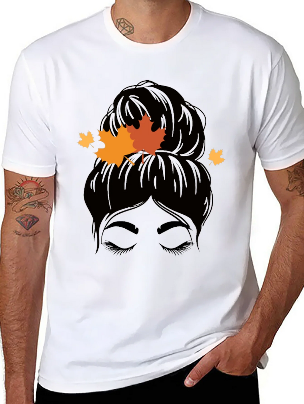 Autumn Messy Bun T-Shirt - Fall Vibes product image 10