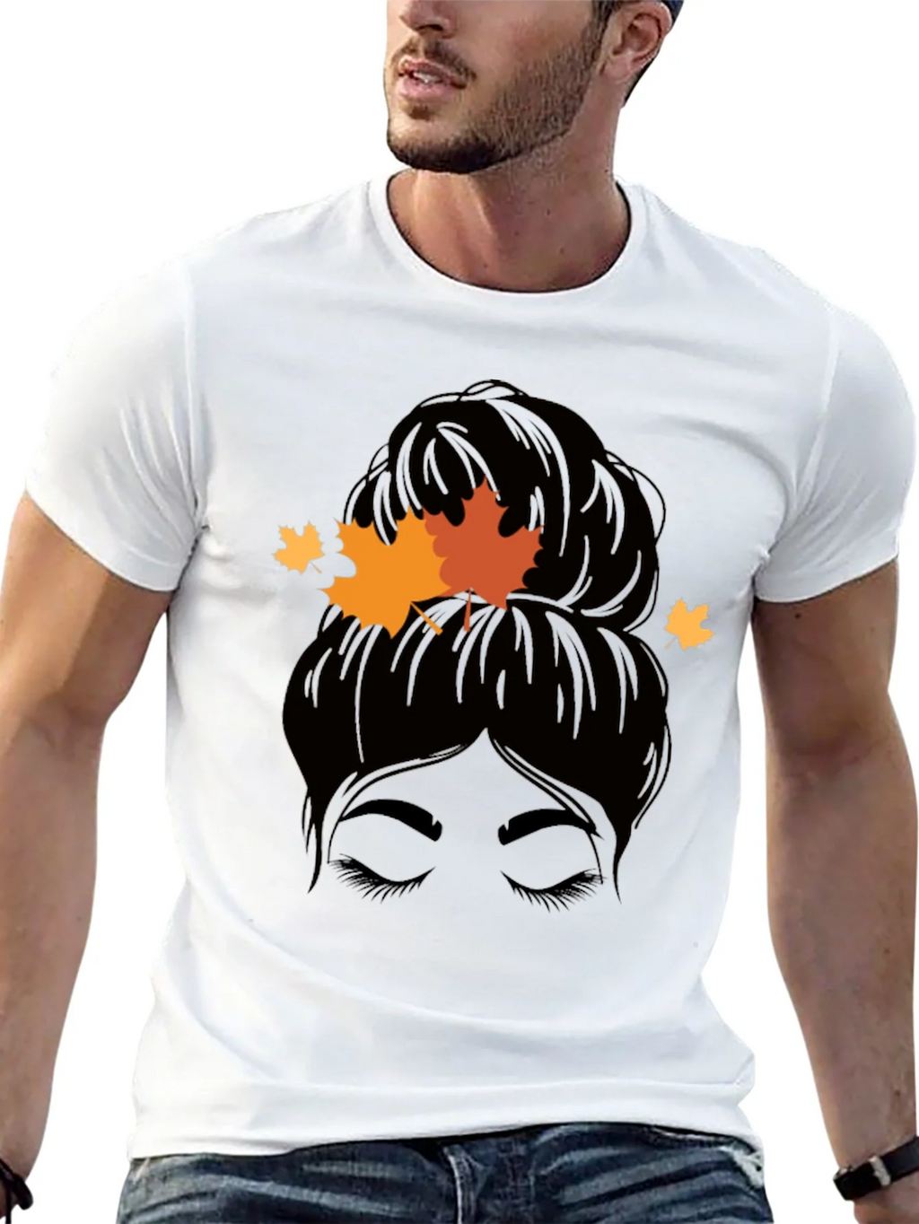 Autumn Messy Bun T-Shirt - Fall Vibes product image 4