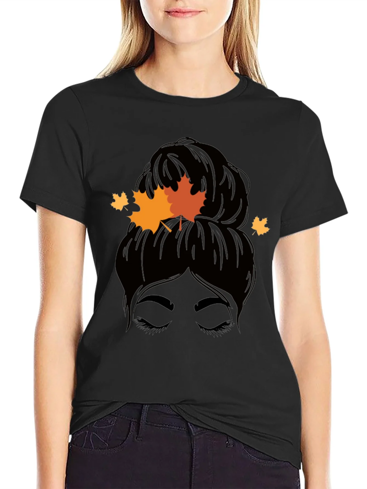 Autumn Messy Bun T-Shirt - Fall Vibes product image 5