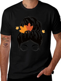 Autumn Messy Bun T-Shirt - Fall Vibes product image 1