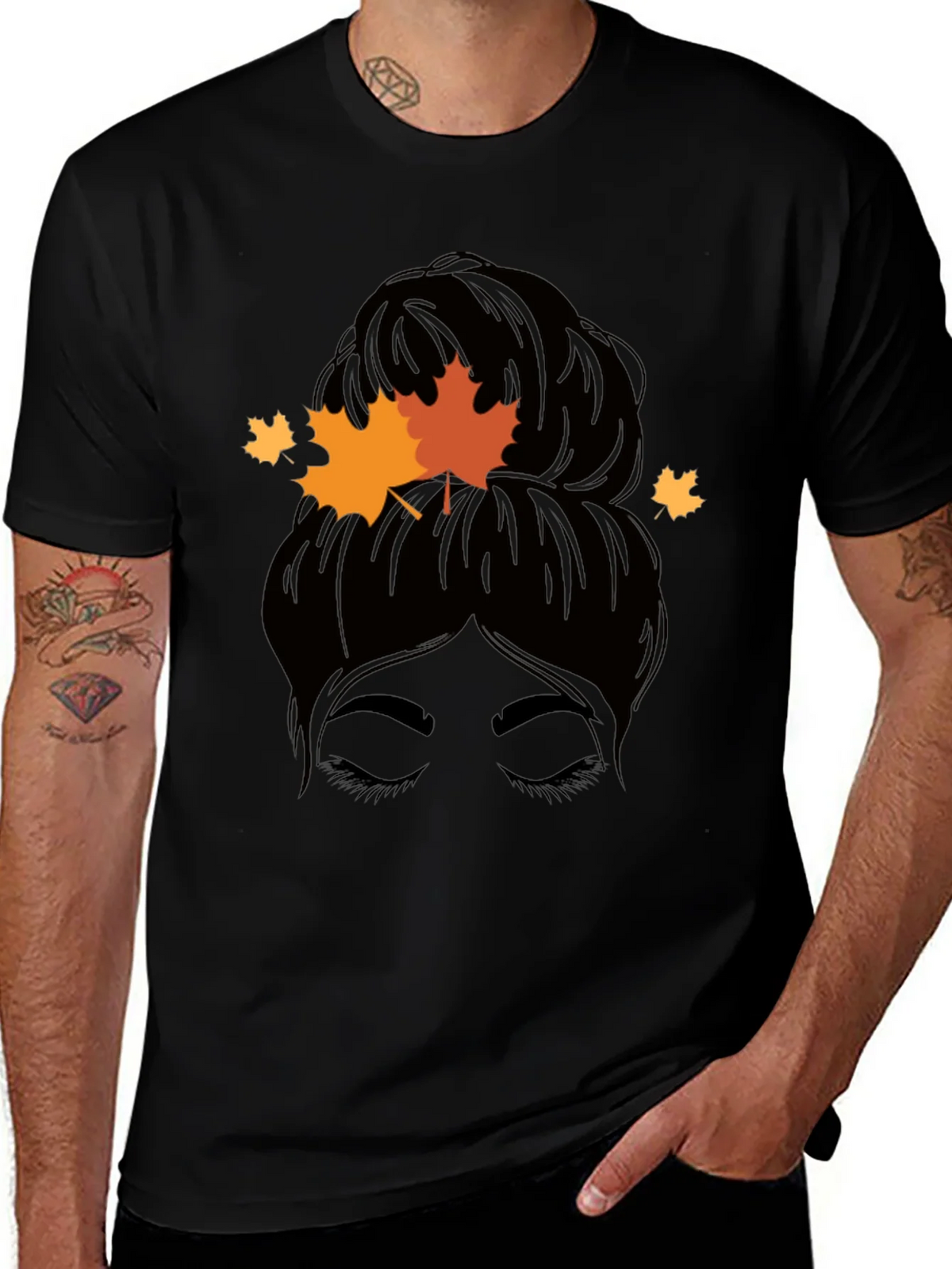 Autumn Messy Bun T-Shirt - Fall Vibes product image 1