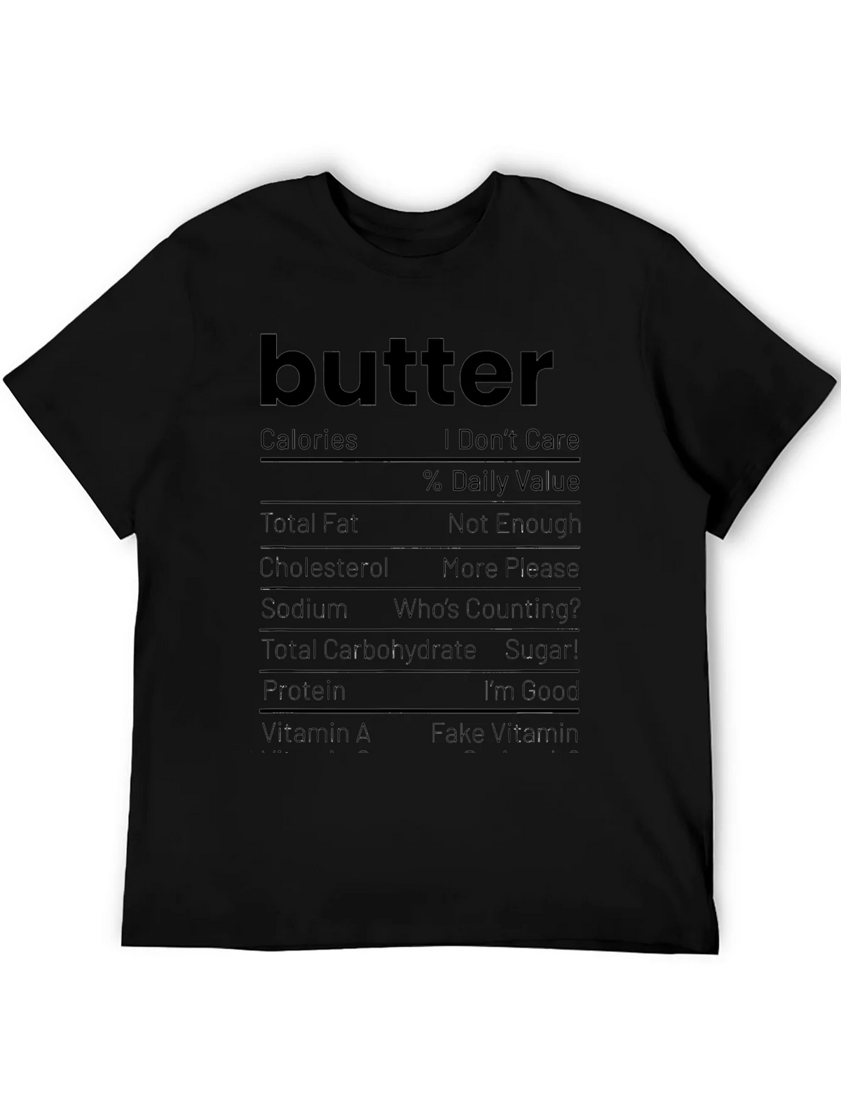 Butter Nutrition Facts Funny Graphic Tee product image 5
