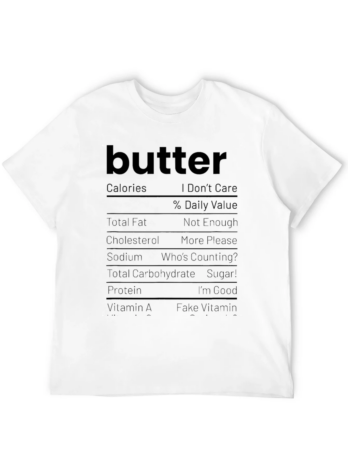 Butter Nutrition Facts Funny Graphic Tee product image 11