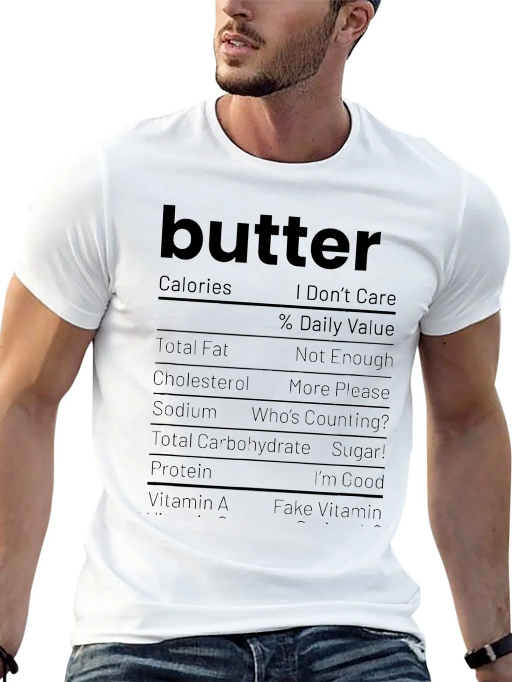 Butter Nutrition Facts Funny Graphic Tee product image 12