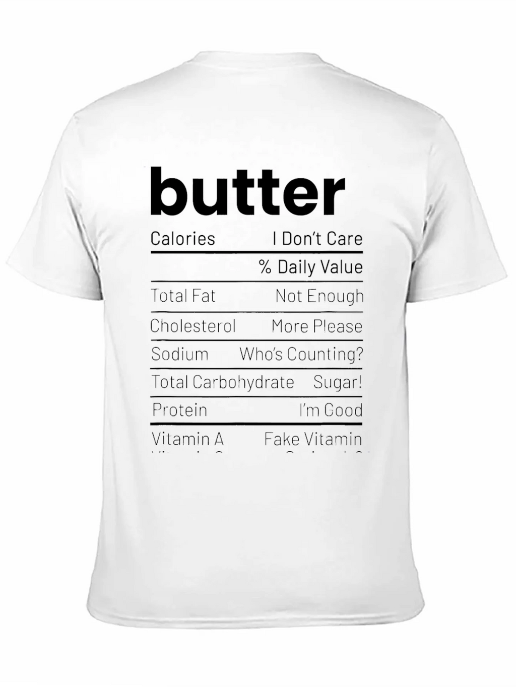 Butter Nutrition Facts Funny Graphic Tee product image 10
