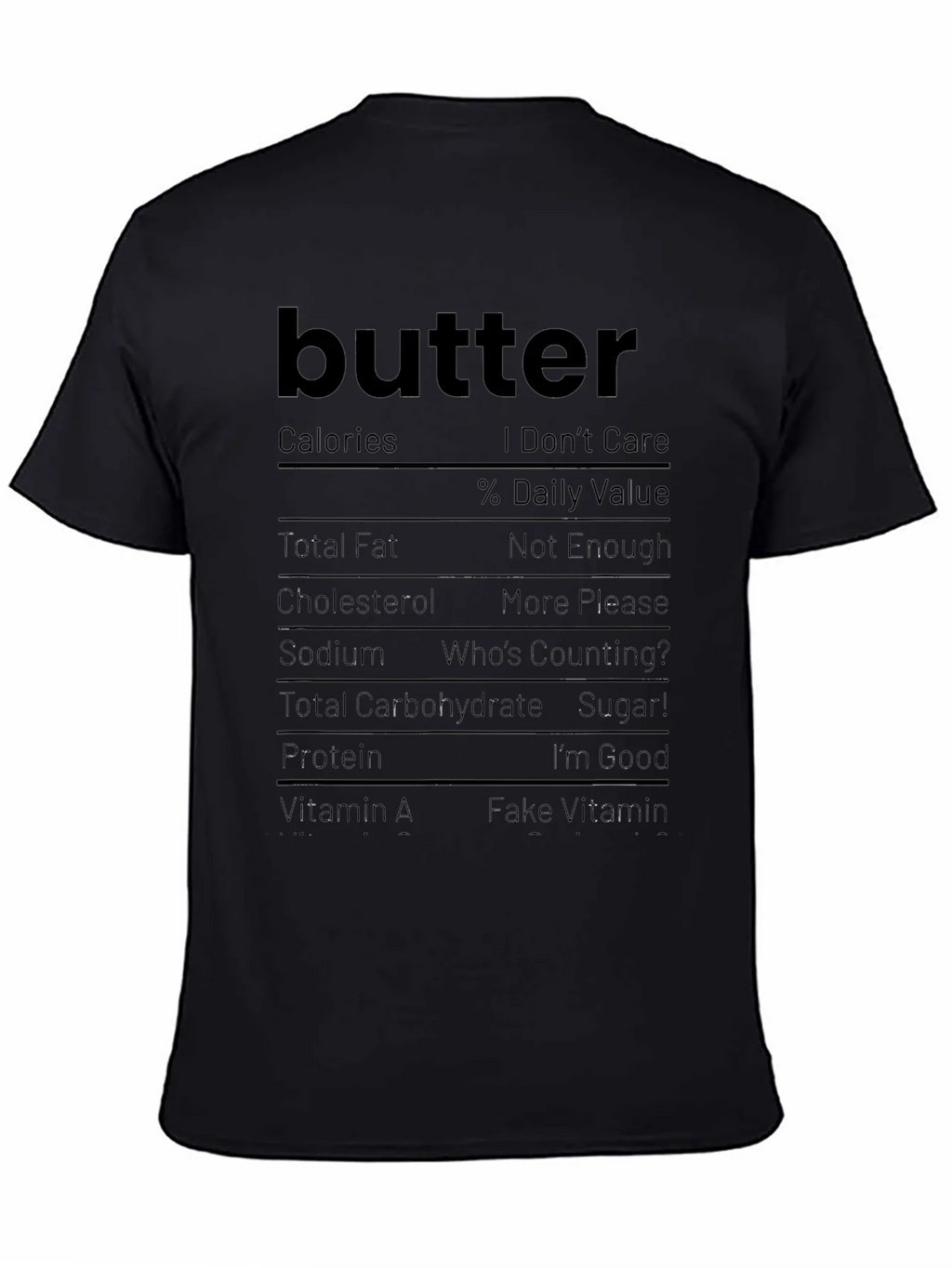 Butter Nutrition Facts Funny Graphic Tee product image 4