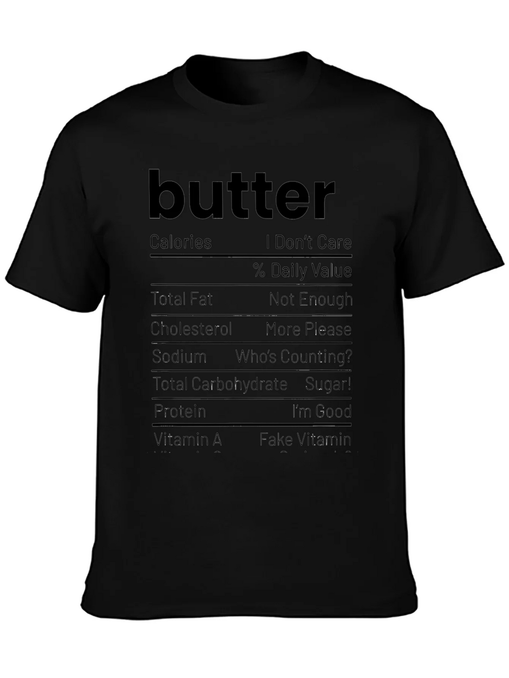 Butter Nutrition Facts Funny Graphic Tee product image 3