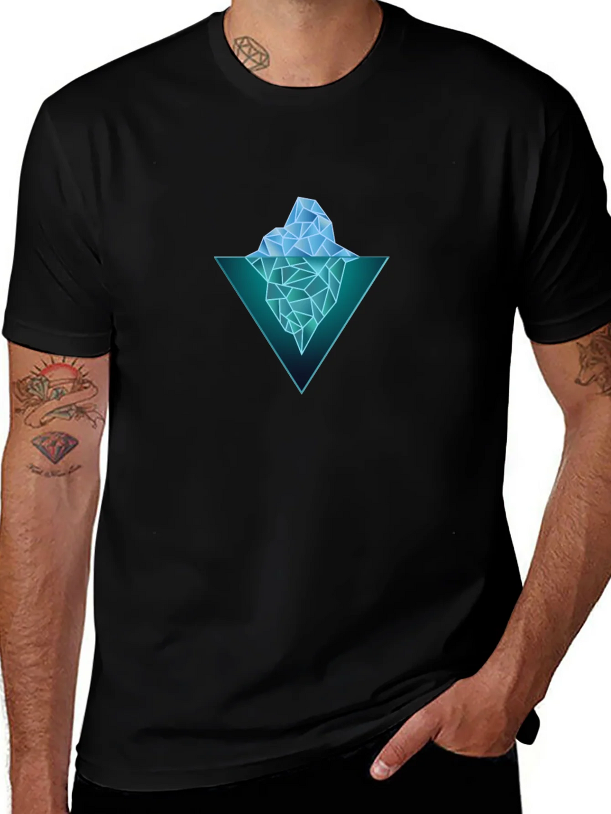Geometric Iceberg Graphic Black T-Shirt product image 1