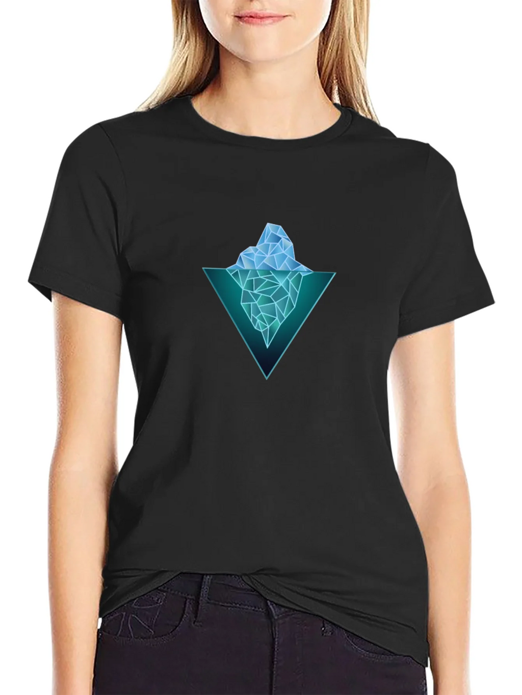 Geometric Iceberg Graphic Black T-Shirt product image 5