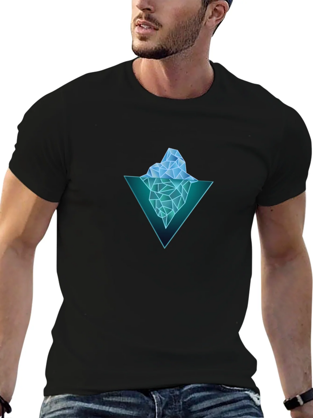Geometric Iceberg Graphic Black T-Shirt product image 9