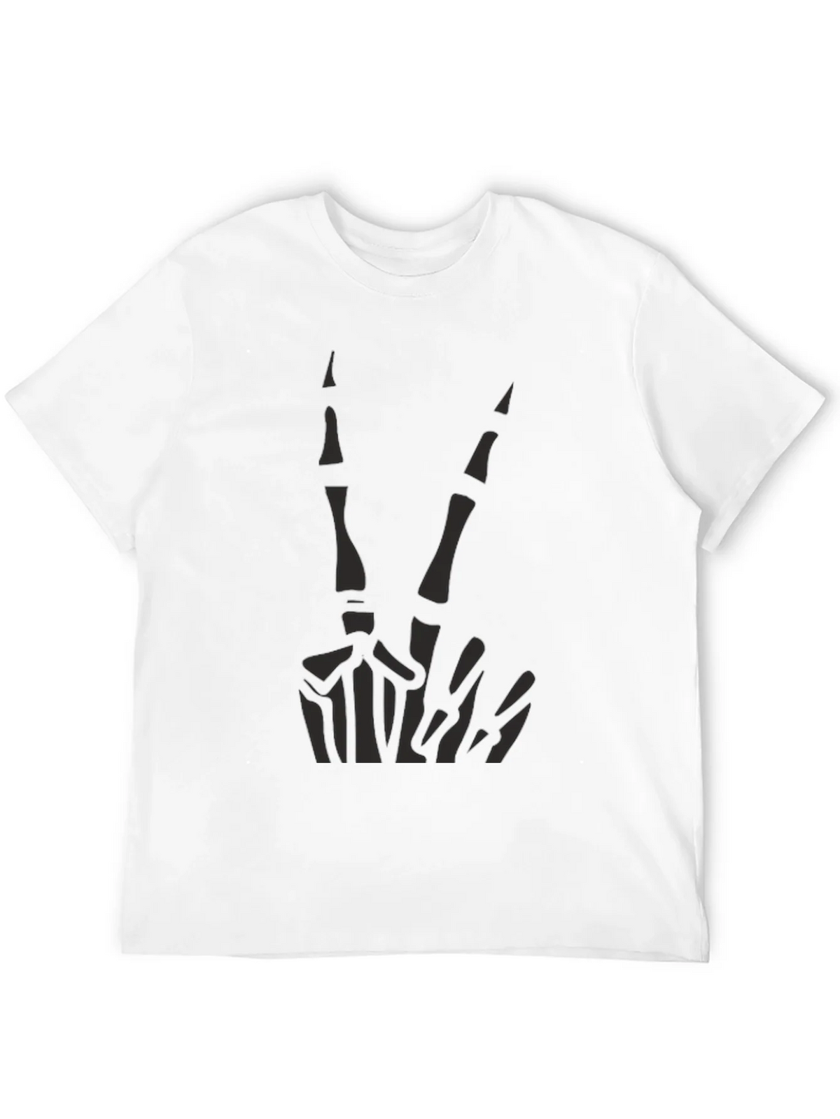 Skeleton Peace Sign Graphic Tee - Black Cotton Casual product image 10