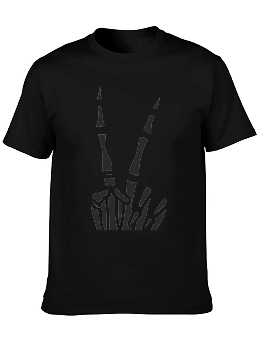 Skeleton Peace Sign Graphic Tee - Black Cotton Casual product image 2