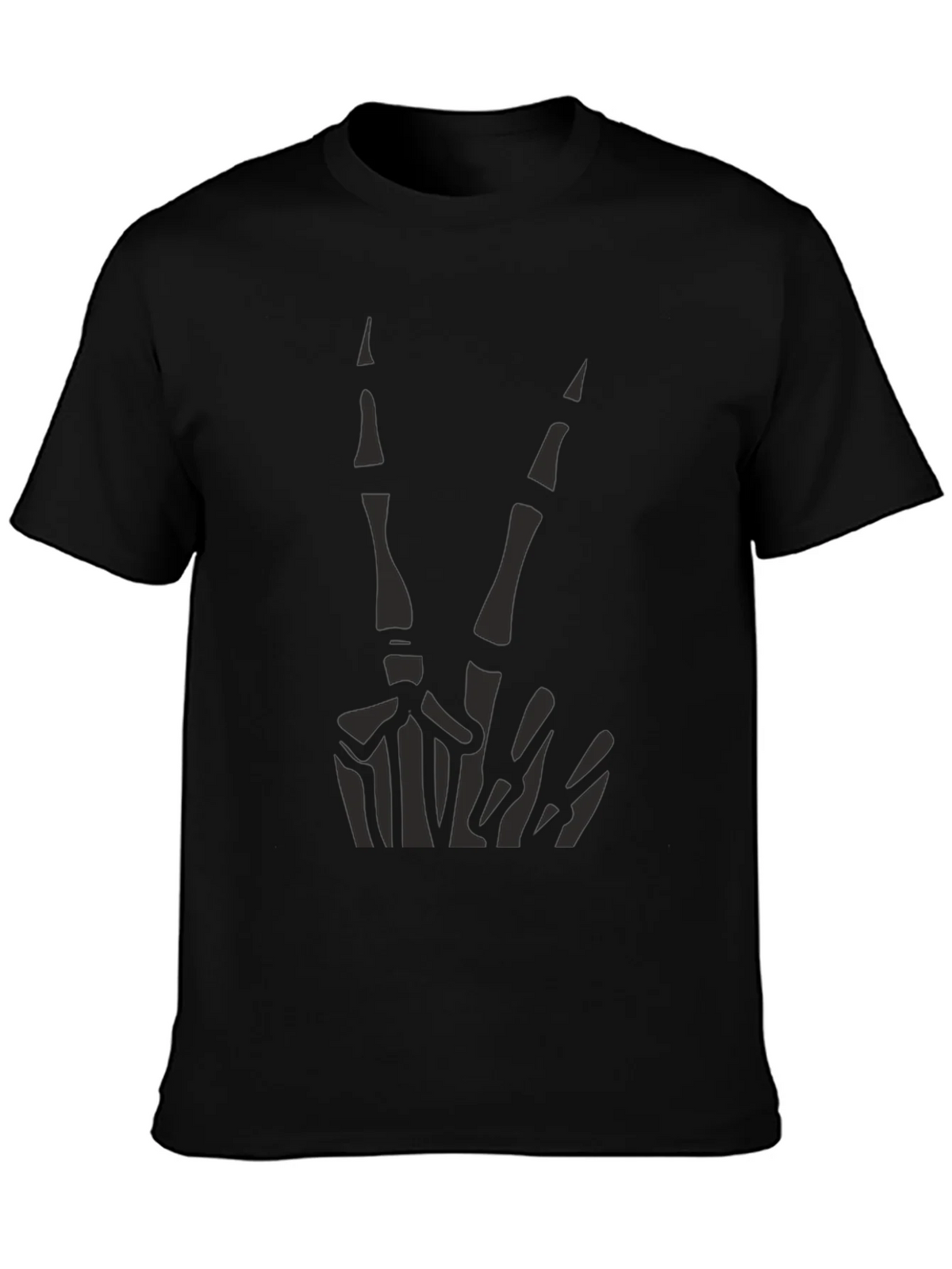 Skeleton Peace Sign Graphic Tee - Black Cotton Casual product image 2