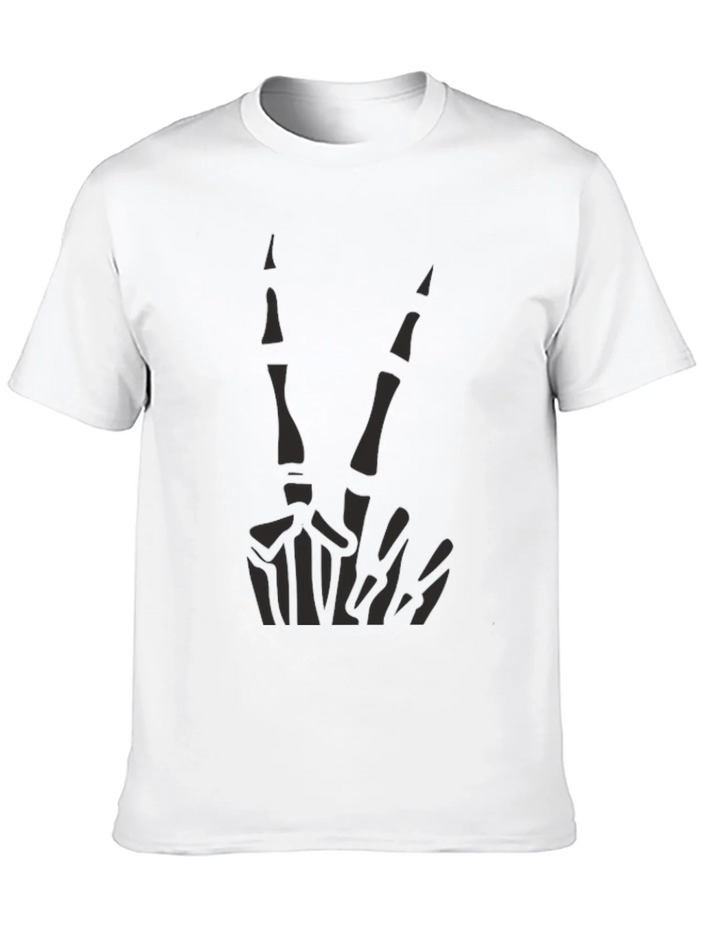 Skeleton Peace Sign Graphic Tee - Black Cotton Casual product image 8