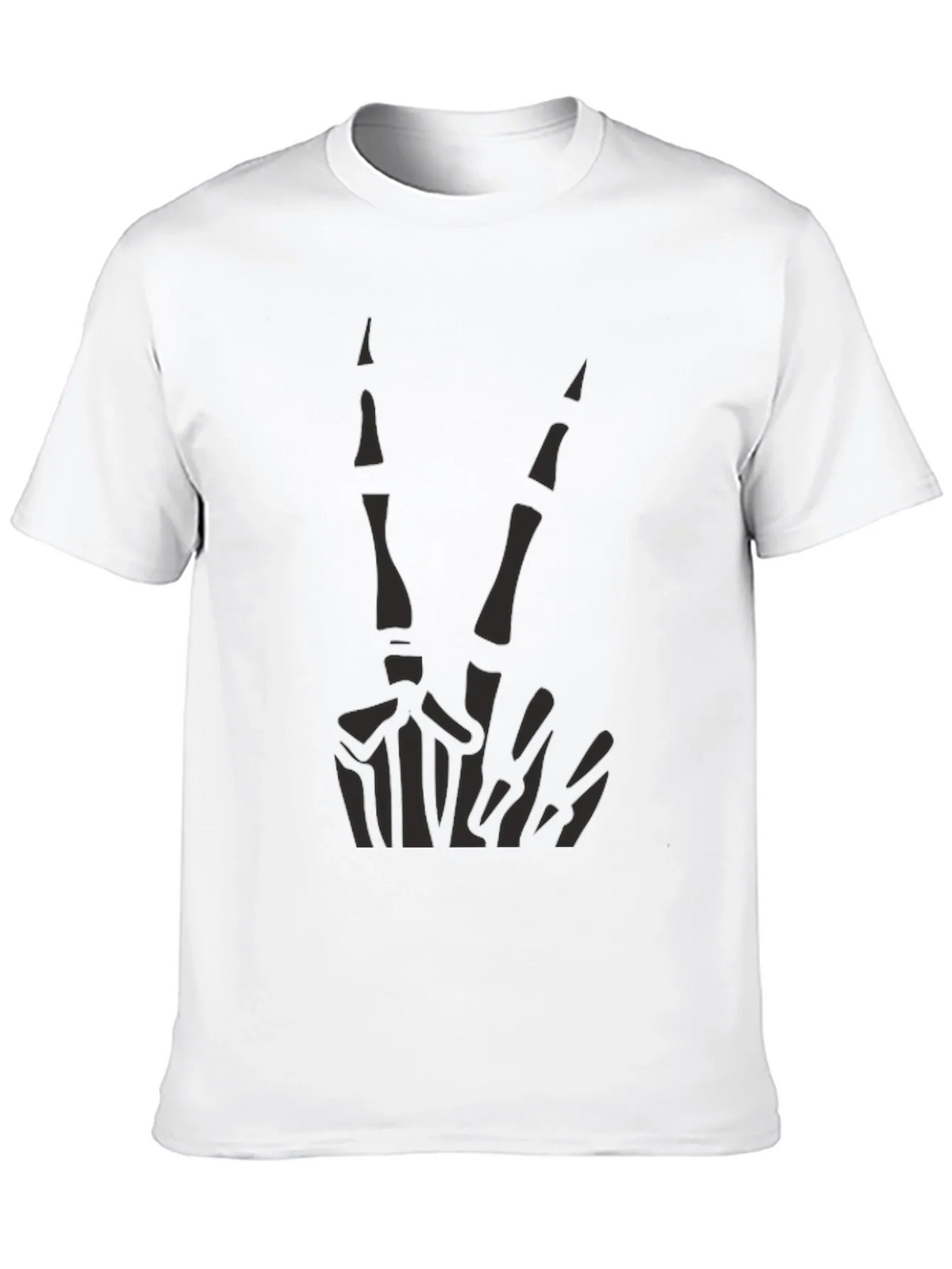 Skeleton Peace Sign Graphic Tee - Black Cotton Casual product image 8