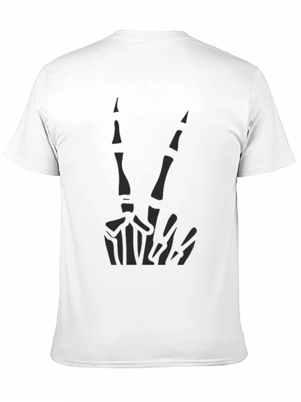 Skeleton Peace Sign Graphic Tee - Black Cotton Casual product image 9