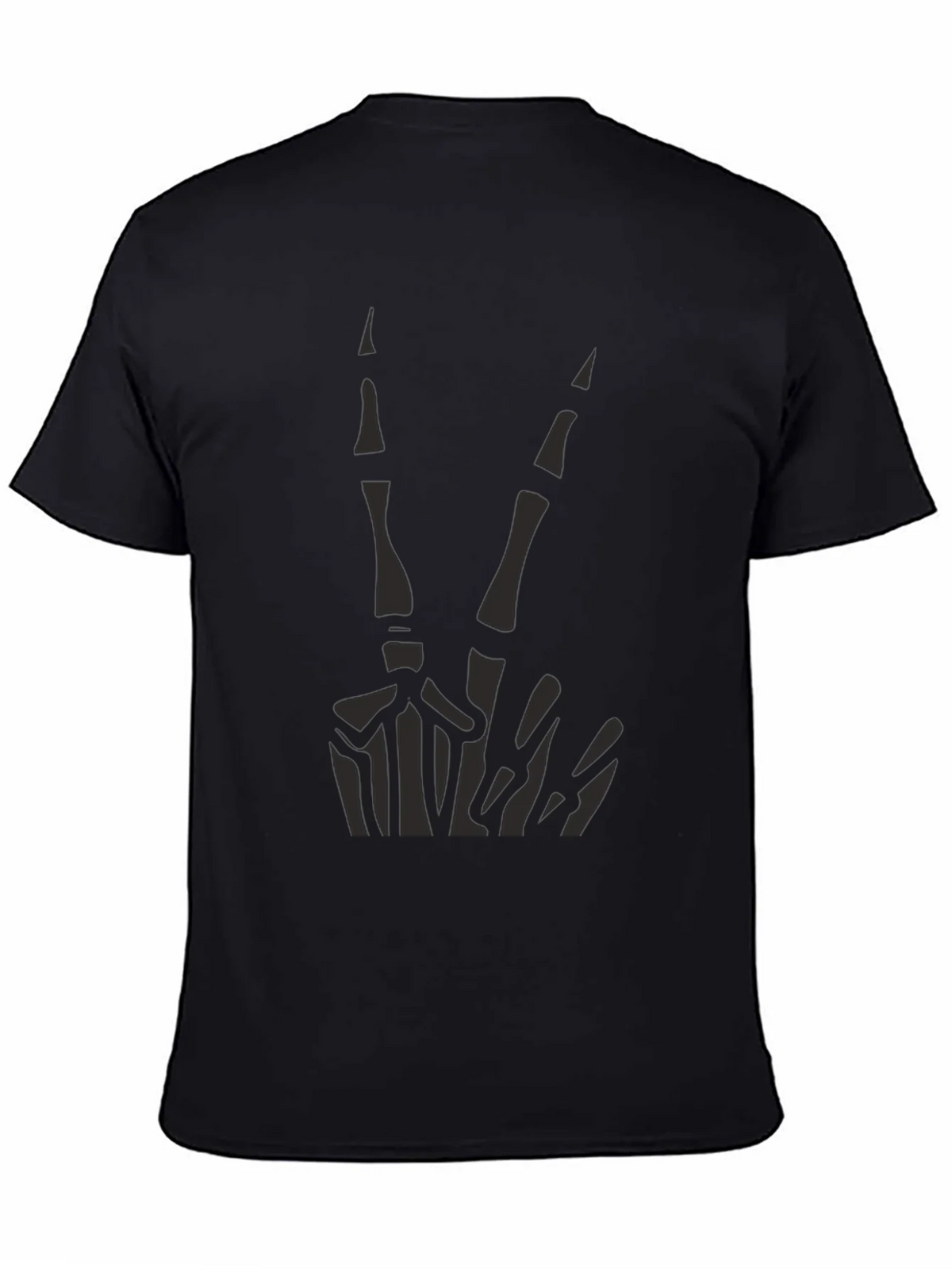 Skeleton Peace Sign Graphic Tee - Black Cotton Casual product image 3