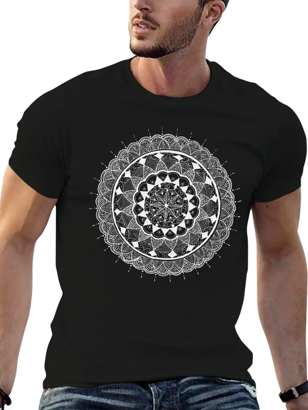 Mandala Art Black T-Shirt product image 9