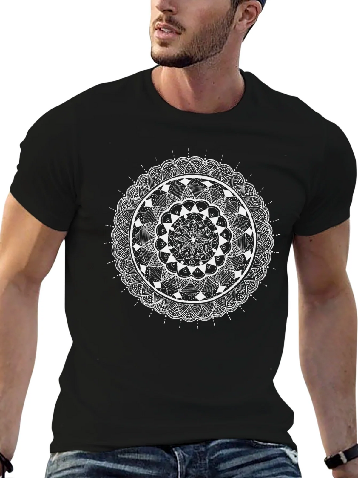 Mandala Art Black T-Shirt product image 9
