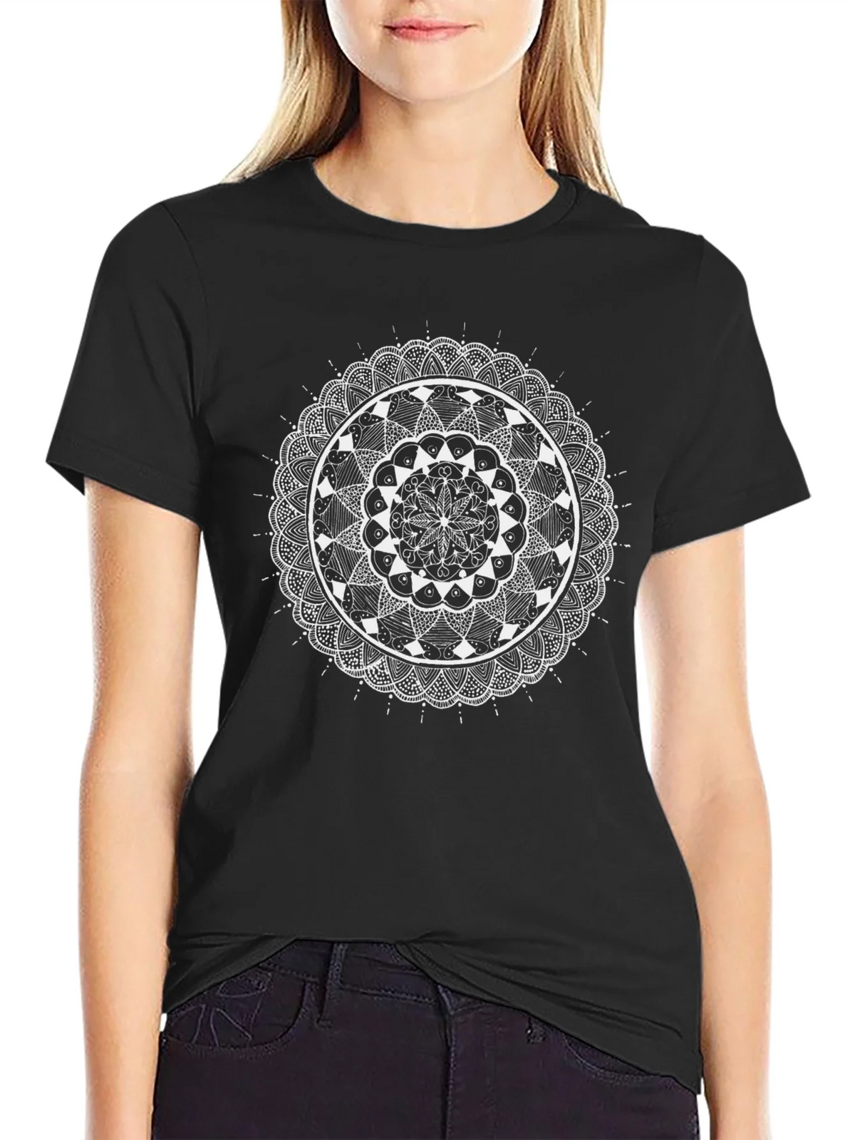 Mandala Art Black T-Shirt product image 5