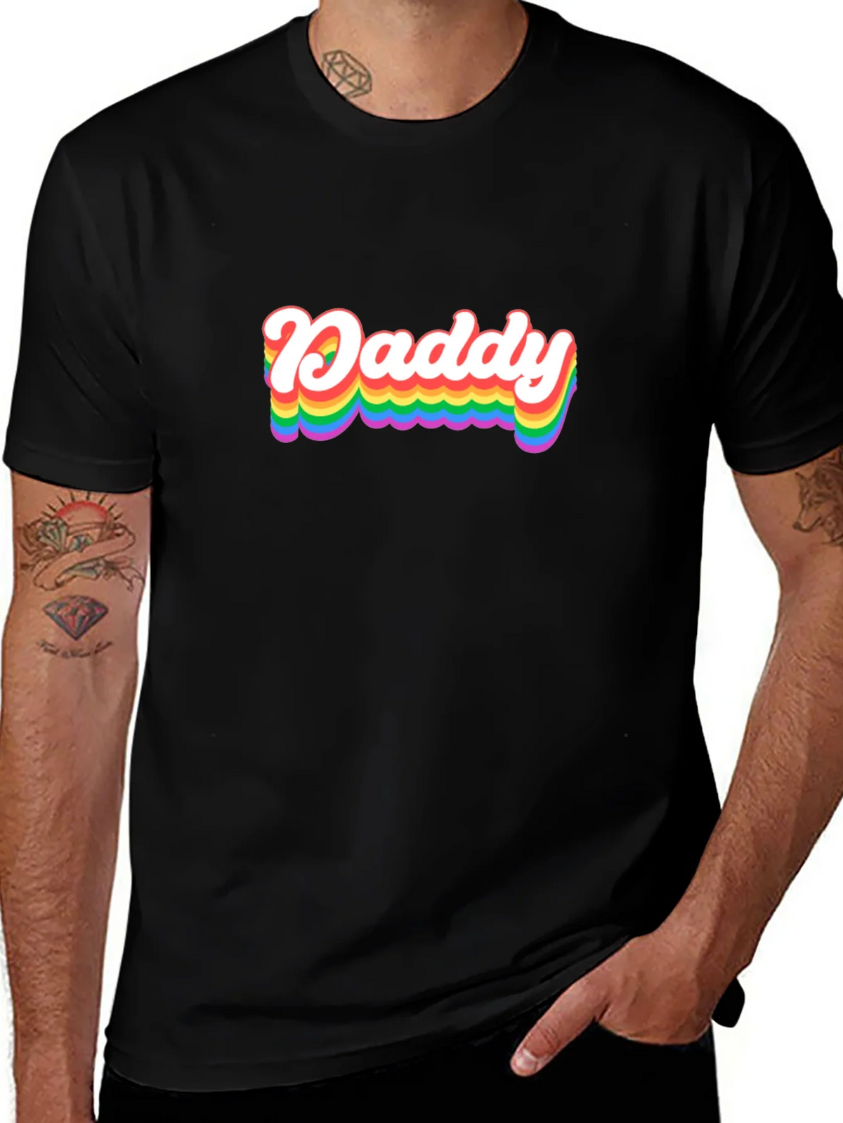 Rainbow Daddy Graphic Tee - Black Cotton Blend Shirt product image 1