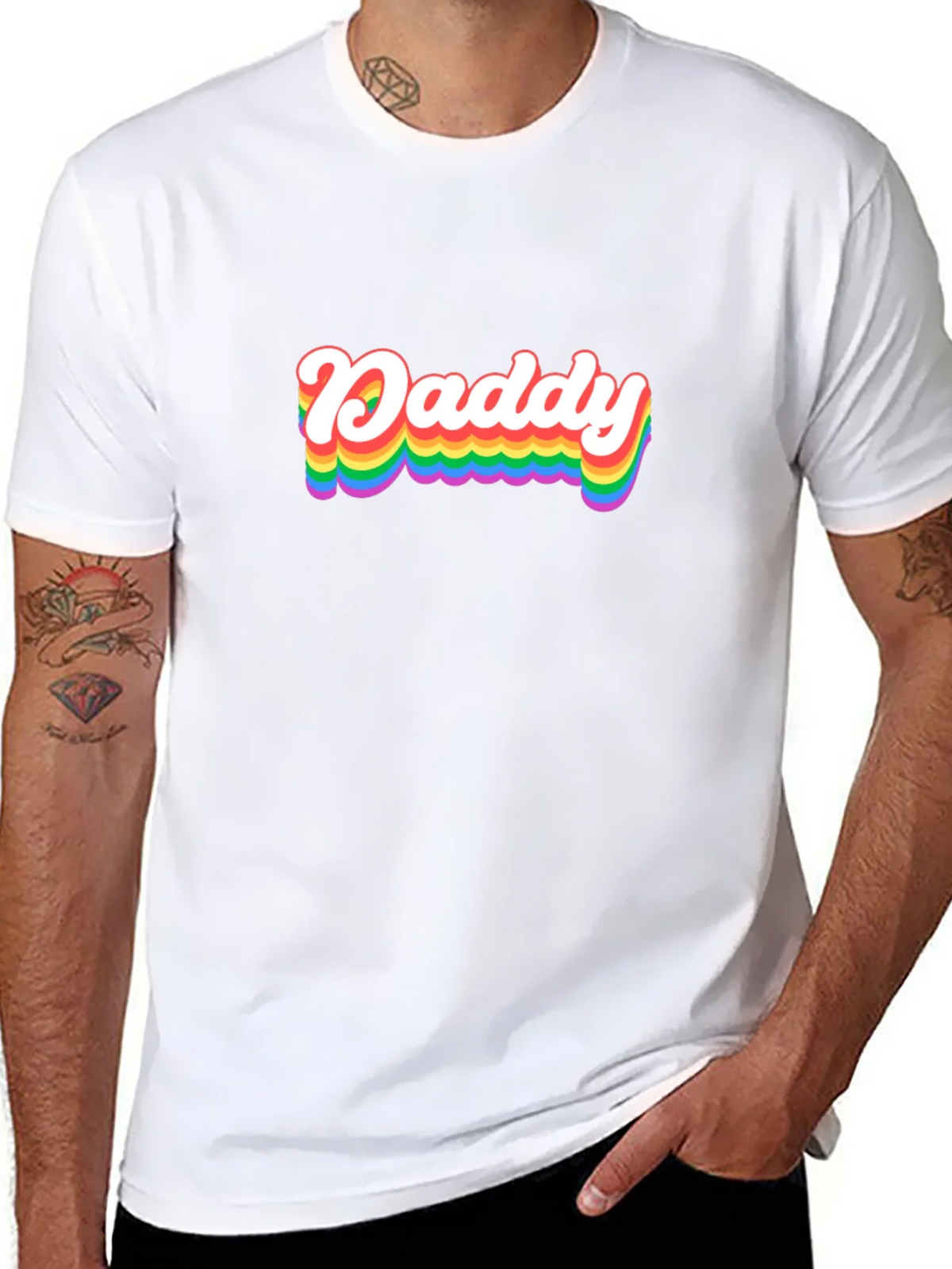 Rainbow Daddy Graphic Tee - Black Cotton Blend Shirt product image 10