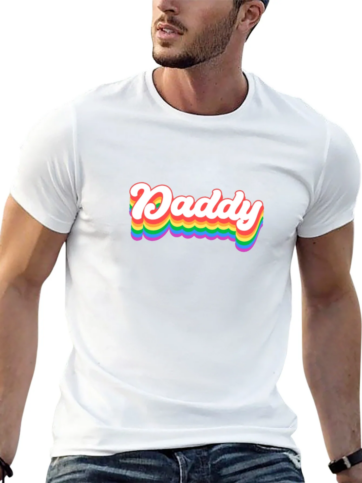 Rainbow Daddy Graphic Tee - Black Cotton Blend Shirt product image 4