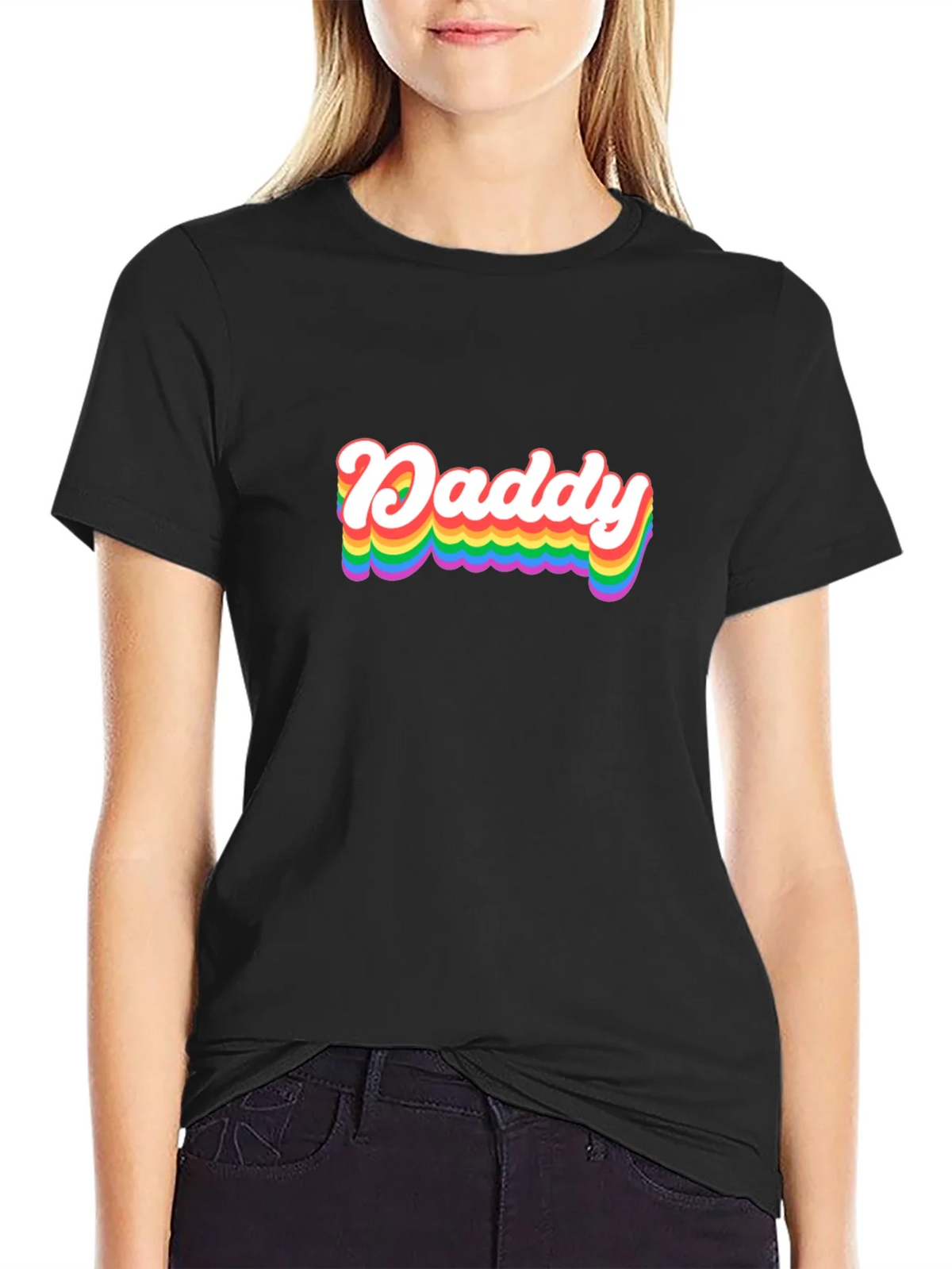 Rainbow Daddy Graphic Tee - Black Cotton Blend Shirt product image 5